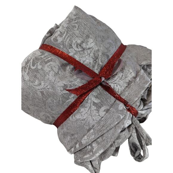 FULL SET OF 4 STUNNING GORGEOUS, FARMHOUSE ORNATE GRAY BROCADE CHAIR COVERS! - Picture 1 of 9